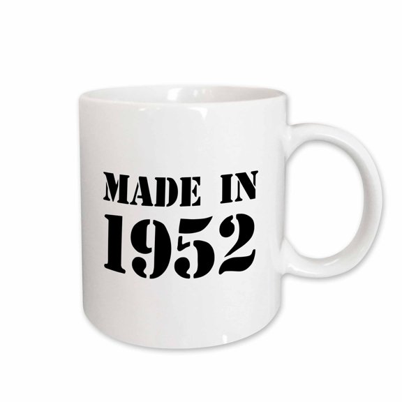 3drose, Made in 1952 - Funny Birthday Birth Year Text - Fun Black Bday Stamp with Year You Were Born - Humor, 11oz Mug