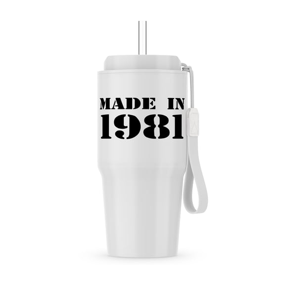 Made In 1981 - Funny Birthday Birth Year Text - Fun Black Bday Stamp With Year You Were Born - Humor, 20oz Tumbler
