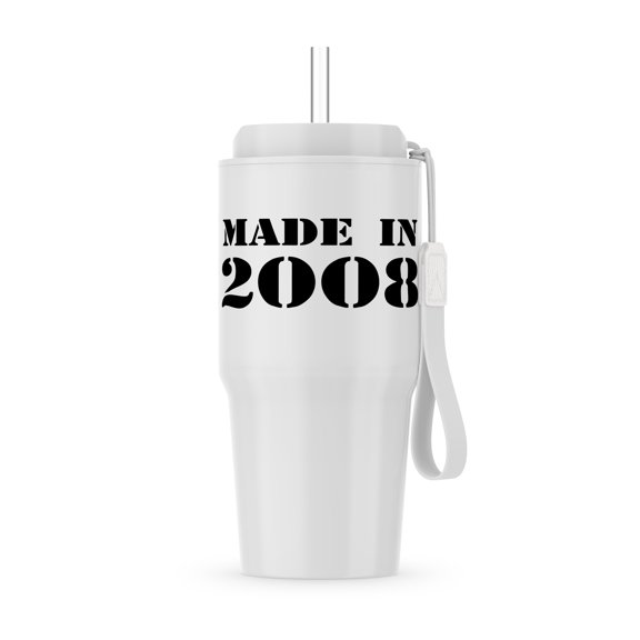 3dRose, Made in 2008 - funny birthday birth year text - fun black bday stamp with year you were born - humor, 20oz Tumbler