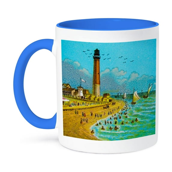 3dRose, Magic Lantern Slide 1890s View of Atlantic City New Jersey Vintage, 11oz Two-Tone Blue Mug