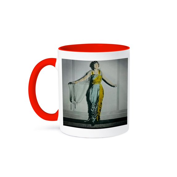 3dRose, Magic Lantern Slide Vintage Actress in the Spotlight, 15oz Two-Tone Red Mug