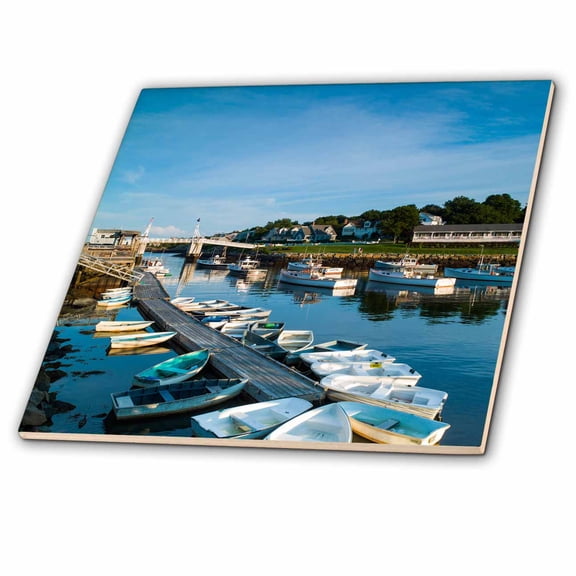 3dRose, Maine, Ogunquit, Perkins Cove, boat harbor, 6 Inch Ceramic Tile