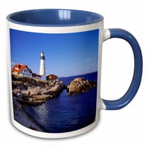 3drose, Maine, Portland Head Lighthouse - Us20 Rer0011 - Ric Ergenbright, 15oz Two-tone Blue Mug
