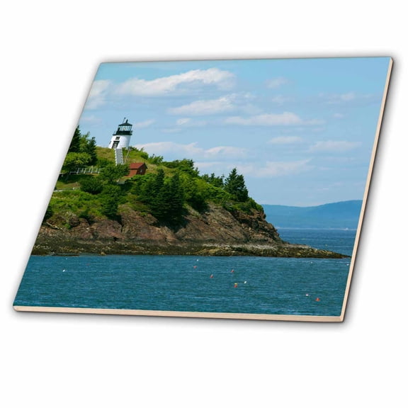 3dRose, Maine, Rockland, Penobscot Bay. Owls Head Lighthouse, 6 Inch Ceramic Tile