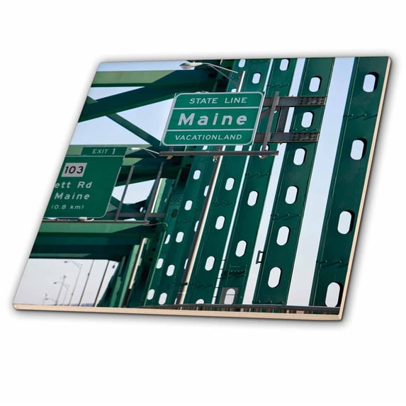 3dRose, Maine state line sign, Piscataqua bridge - US20 JMO1144 - Jerry and Marcy Monkman, 6 Inch Ceramic Tile