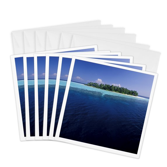 3drose, Maldives, Ari Atoll. Uninhabited Tropical Island-as24 Swe0025 - Stuart Westmorland, 6 Greeting Cards with Envelopes