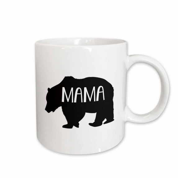 3drose, Mama Bear, White Lettering, Bear Picture, White Background, 11oz Mug