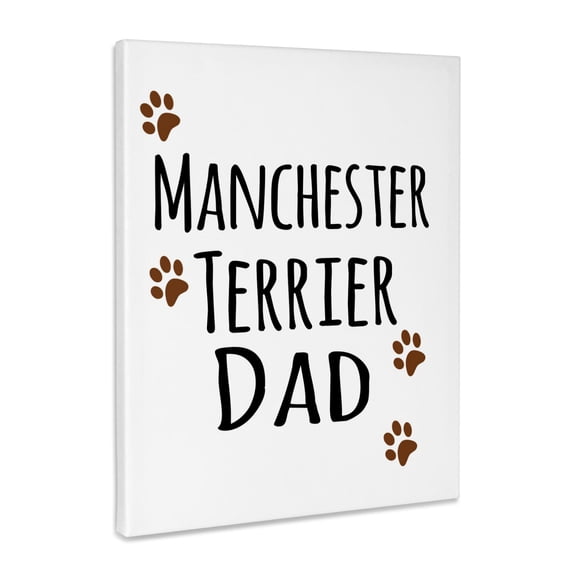 3dRose, Manchester Terrier Dog Dad - Doggie by breed - muddy brown paw prints - doggy lover pet owner love, Museum Grade Canvas Wrap 16x20