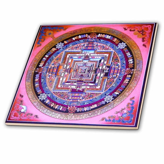 3dRose, Mandala pattern ancient design in pinks,purples beautiful , 6 Inch Ceramic Tile
