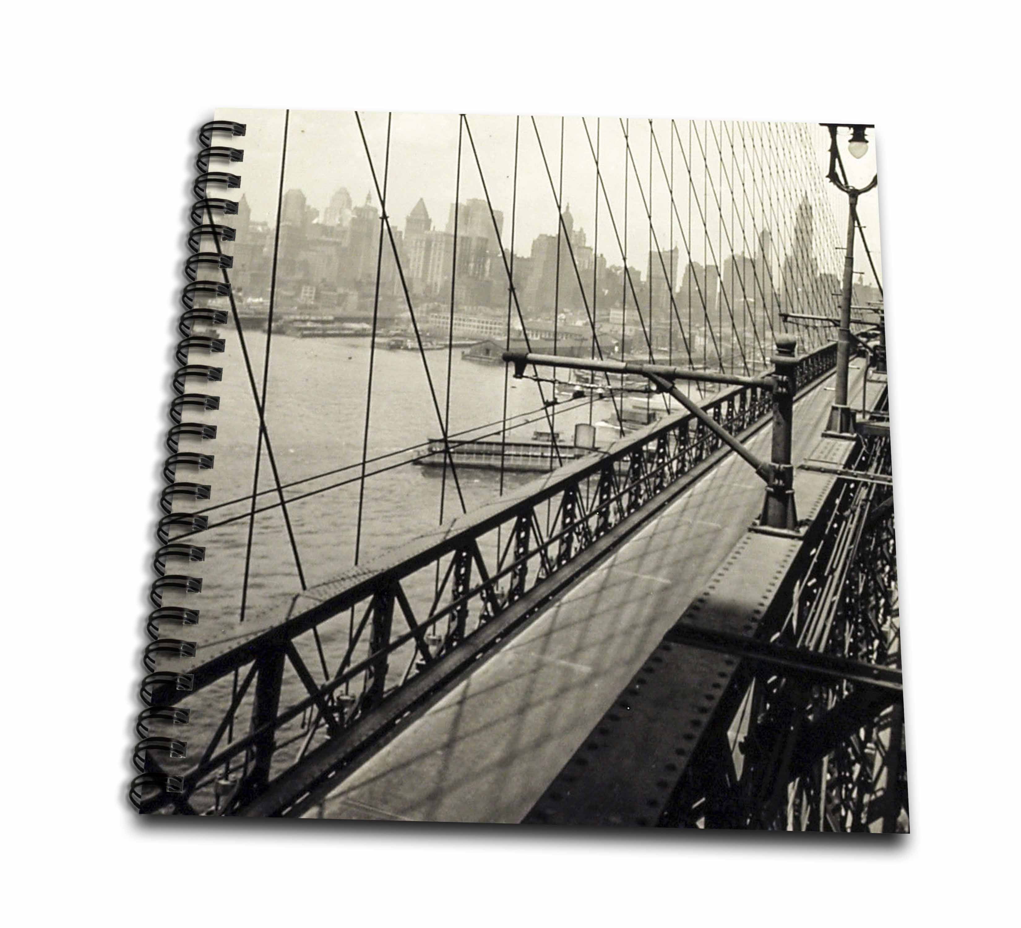3dRose, Manhattan from Brooklyn Bridge New York City Vintage Early 1900s, Memory Book 12 x 12 inch