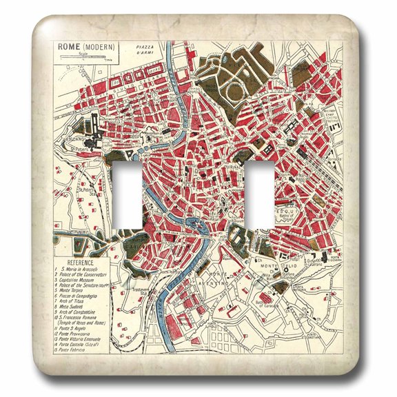 3dRose, Map Of Rome, double toggle switch
