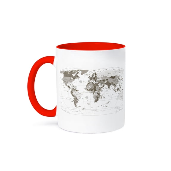 3dRose, Map of the World - Atlas, 11oz Two-Tone Red Mug