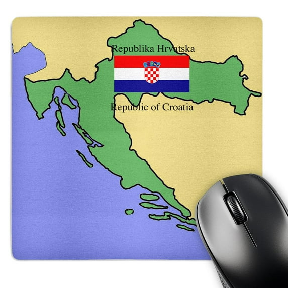 3dRose, Map and Flag of Croatia with Republic of Croatia printed in English and Croatian, MousePad