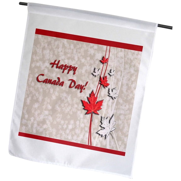 3dRose, Maple Leaves, Happy Canada Day, 12 x 18 inch Garden Flag