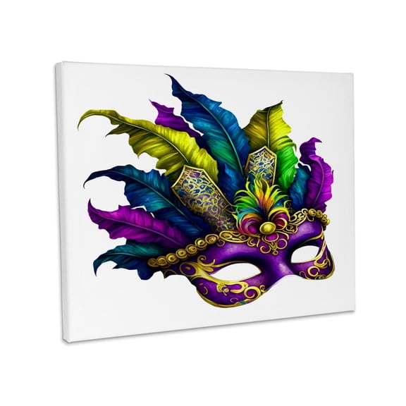 3dRose, Mardi Gras Masquerade Mask Illustration, Museum Grade Canvas Wrap 14x11