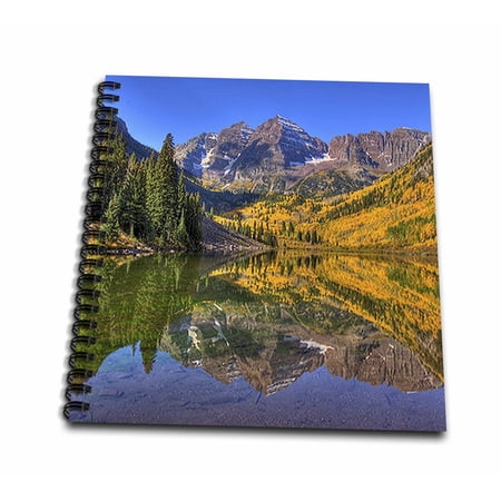 3dRose, Maroon Bells Peaks in the Elk Mountains Reflected on Aspen Lake, Memory Book 12 x 12 inch