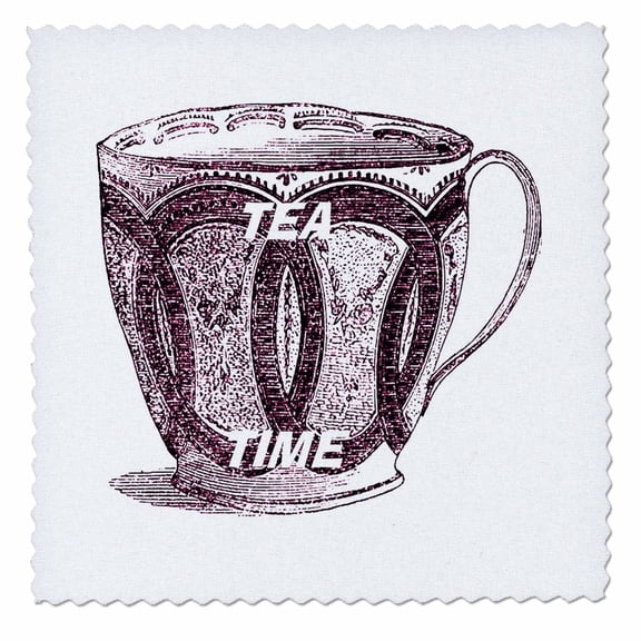 3dRose, Maroon Large Tea Cup, 12x12 inch quilt square