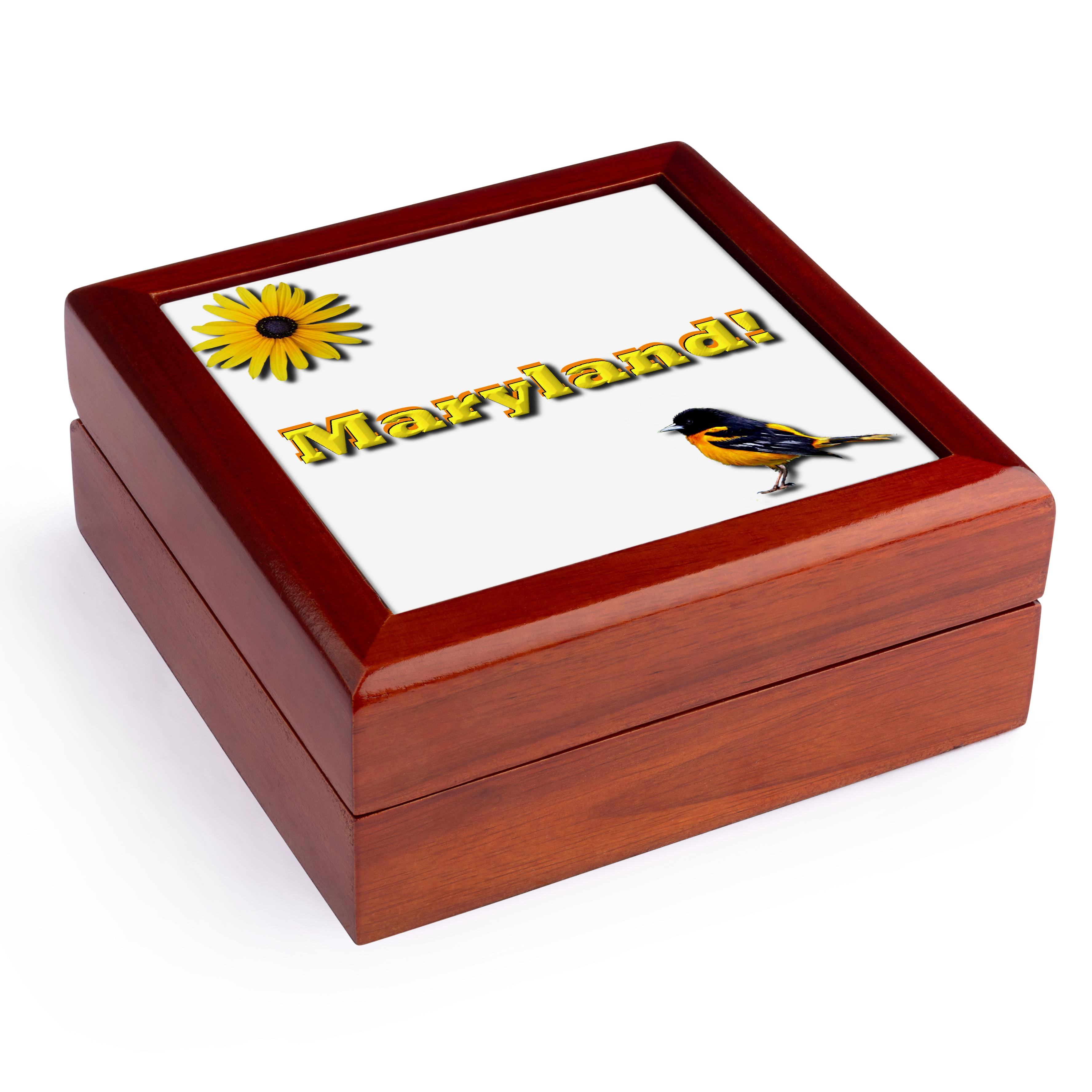 3dRose, Maryland, Jewelry Box 5.5x5.5 inch with 4 inch tile