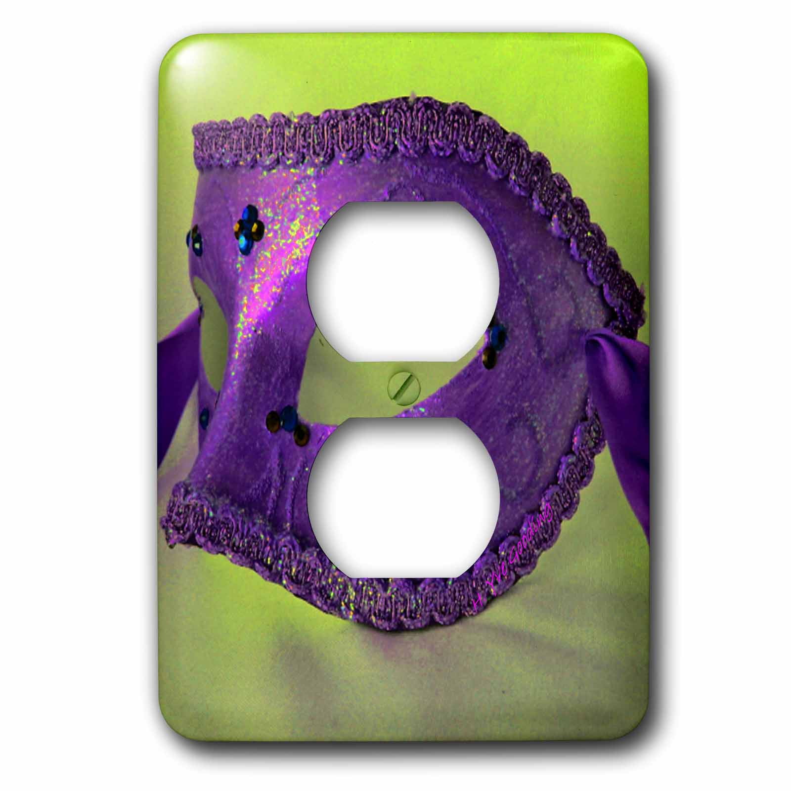 3dRose, Masquerade In Antique Purple Glitter, 2 plug outlet cover