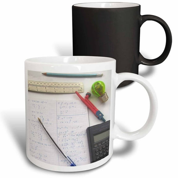 3drose, Math Photography - Mathematics Equations Calculator - for Maths Nerd Teacher Geek Tutor Student, 11oz Magic Transforming Mug