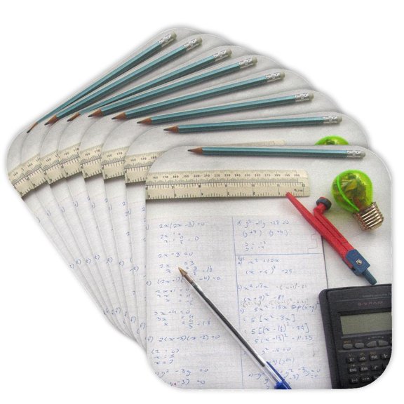 3drose, Math Photography - Mathematics Equations Calculator - for Maths Nerd Teacher Geek Tutor Student, Set of 8 Coasters - Soft