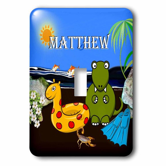 3dRose, Matthew - Tyrannosaurus Rex at the Beach , single toggle switch