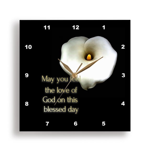 3dRose, May You Feel The Love of God On This Blessed Day Greeting on Black, 15x15 Wall Clock