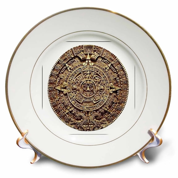 3dRose, Mayan Calendar, 8 inch Porcelain Plate