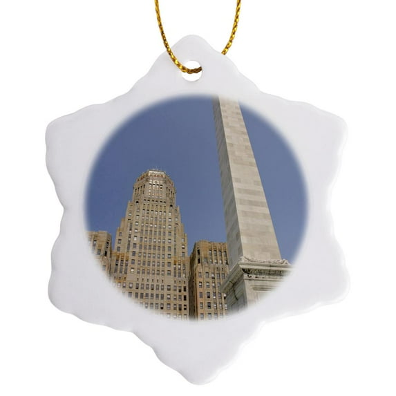 3drose, Mckinley Monument, Buffalo, New York, Usa - Us33 Cmi0145 - Cindy Miller Hopkins, 3 inch Snowflake Porcelain Ornament