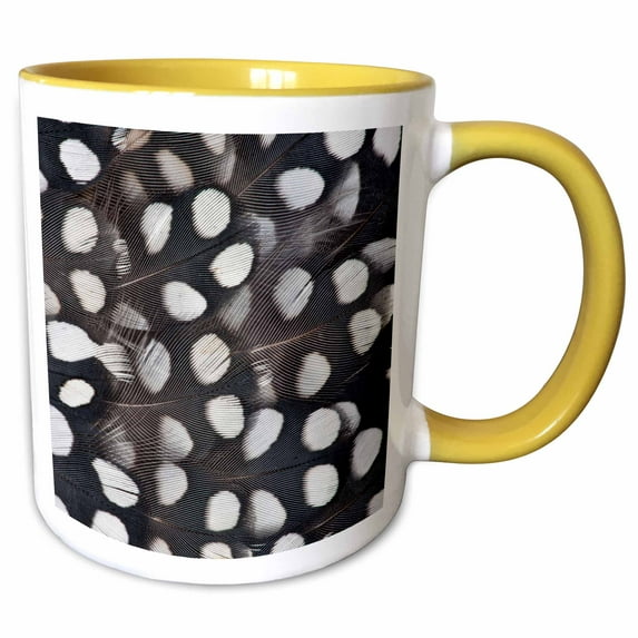 3drose, Mearns Quail White Spotted Black Feathers., 15oz Two-tone Yellow Mug