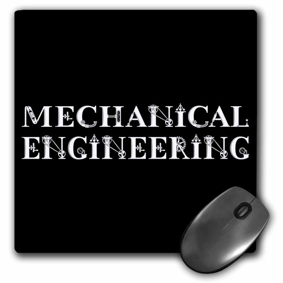 3dRose, Mechanical Engineering, unique text in two lines on black background, MousePad