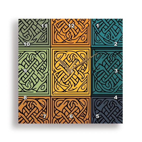 3dRose, Medieval traditional folk Celtic knot pattern for St. Patricks Day, 15x15 Wall Clock