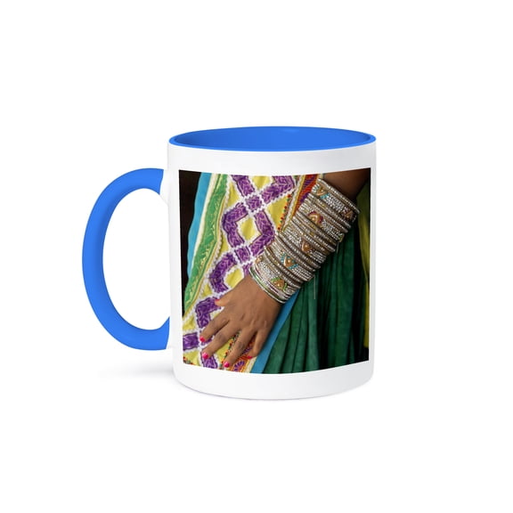 3dRose, Meghwal Marwari tribal dress. India, State of Gujarat, Ludiya village, 11oz Two-Tone Blue Mug