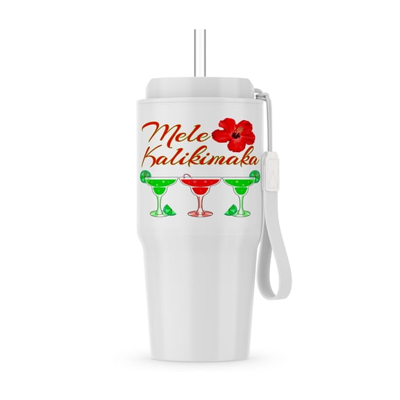 3dRose, Mele Kalikimaka, Hawaiian for Merry Christmas, and Holiday Drinks, 20oz Tumbler