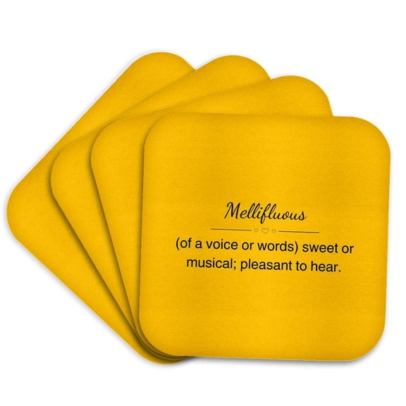 3drose, Mellifluous and Its Meaning Typography, Set of 4 Coasters - Soft