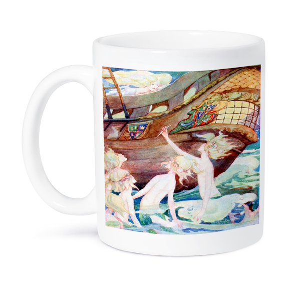 3dRose, Mermaids And Wooden Ship, 11oz Mug