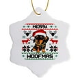 thumbnail image 1 of 3drose, Merry Woofmas Dachshund Doxie Wiener Dog Christmas Gift, 3 inch Snowflake Porcelain Ornament, 1 of 7