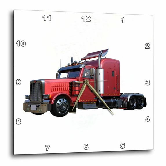 3dRose, Metallic Red Semi Truck In Three Quarter View, 15x15 Wall Clock