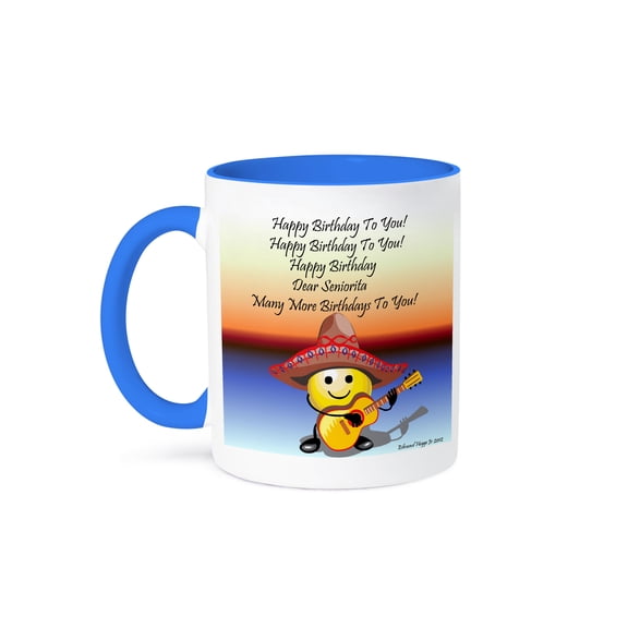 3dRose, Mexican Birthday Fiesta, 11oz Two-Tone Blue Mug