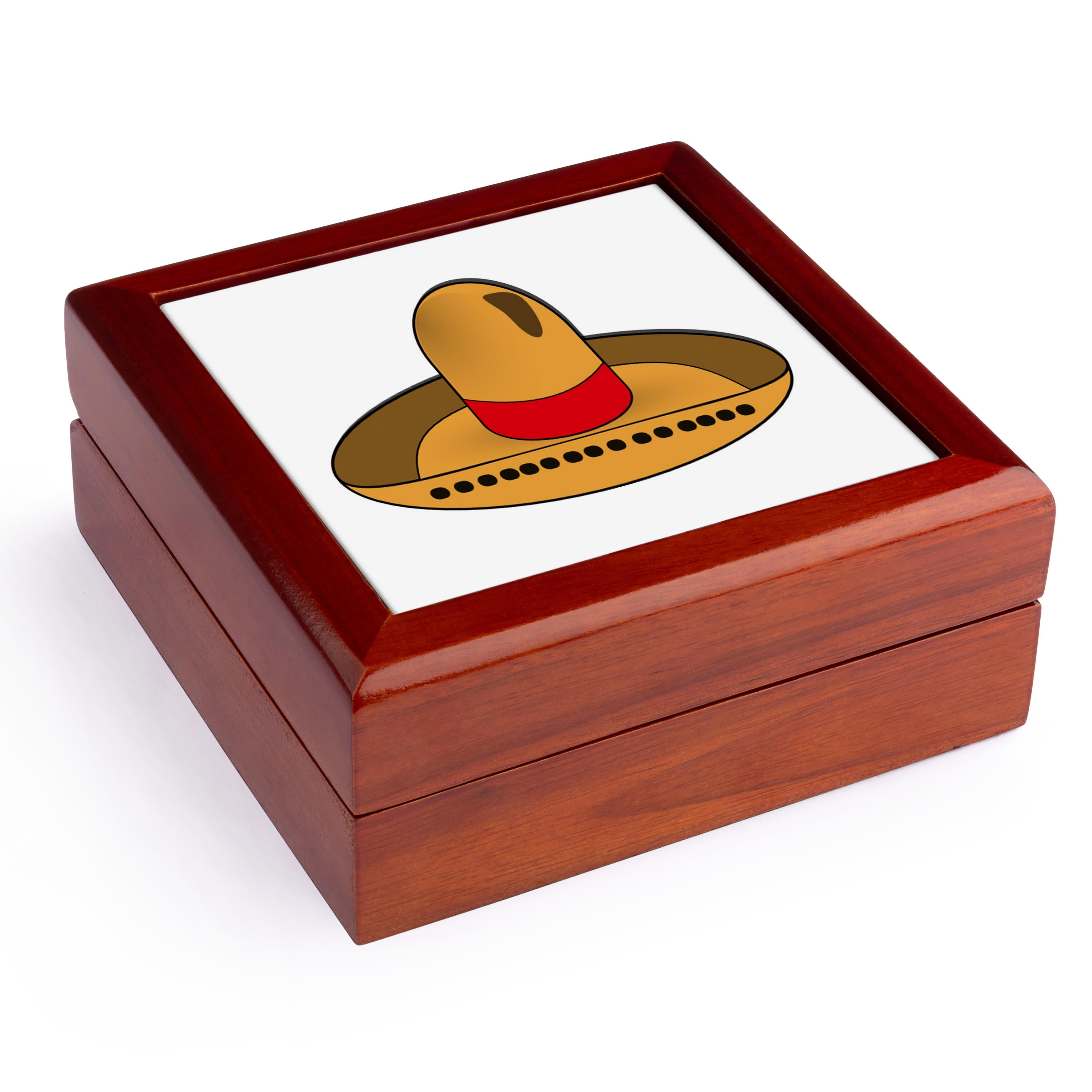 3dRose, Mexican Sombreo, Jewelry Box 5.5x5.5 inch with 4 inch tile
