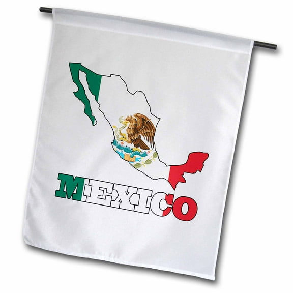 3dRose, Mexican flag in the outline map and letters for Mexico., 12 x 18 inch Garden Flag