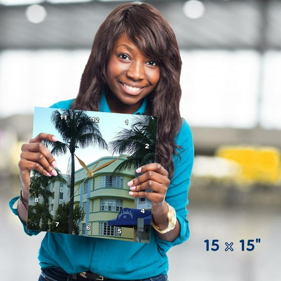 3dRose, Miami Beach Art Deco, 15x15 Wall Clock