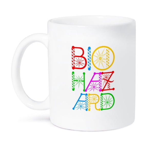3dRose, Microbiology style colorful text Biohazard. Virus pandemic awareness, 11oz Mug