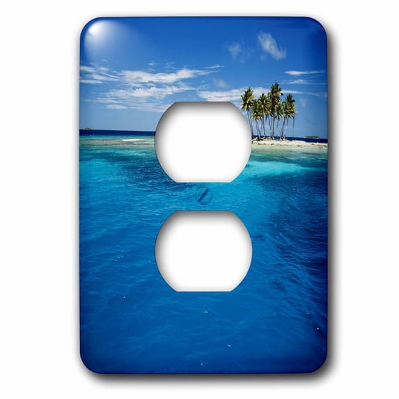 3dRose, Micronesia, Tonowas, View of idyllic tropical Dublon Island, 2 plug outlet cover