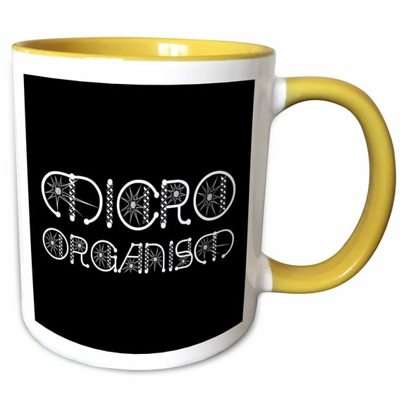 3drose, Microorganism Decorative Microbiology Text in Two Rows on Black, 15oz Two-tone Yellow Mug