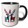 thumbnail image 1 of 3drose, Mid-century Modern Kitschy Christmas Reindeer Cut Out, 15oz Two-tone Black Mug, 1 of 6