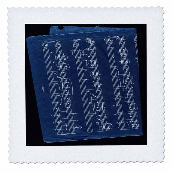 3dRose, Midnight Blue Music Notes, 10x10 inch quilt square