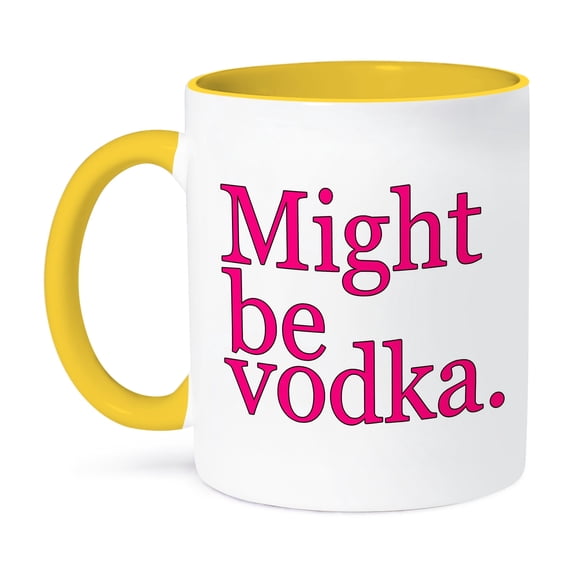3dRose, Might be vodka. Pink., 11oz Two-Tone Yellow Mug