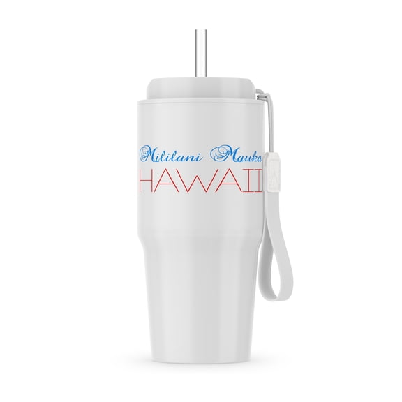 Mililani Mauka, Hawaii Blue, Red Text. Patriotic Home Town Design, 20oz Tumbler