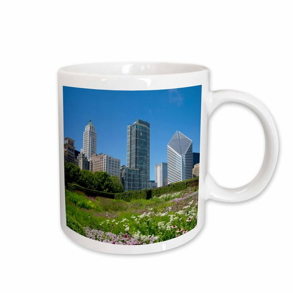 3drose, Millennium Park with Michigan Avenue Skyline, Chicago, Illinois, 11oz Mug